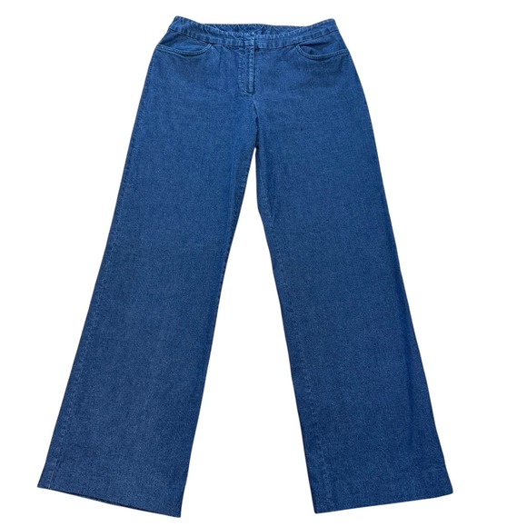 Eileen Fisher Jeans Womens Small Blue Denim Wide Leg Trouser Pants USA Made - Picture 1 of 9